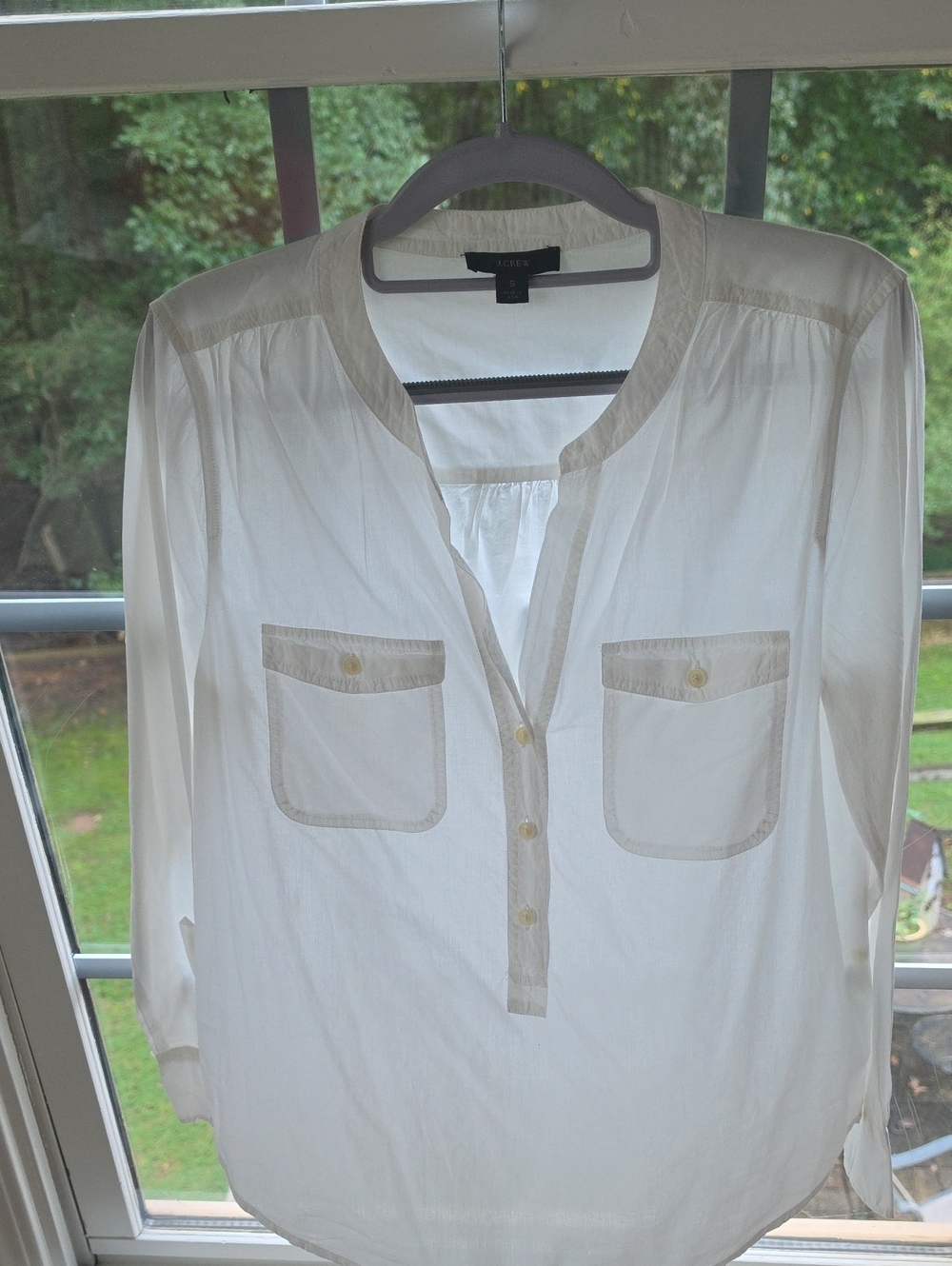 JCrew REIMAGINED Lightweight White Button-Front 2-pocket Shirt